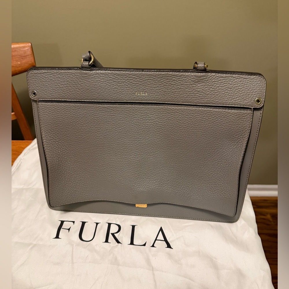 FURLA Tote/Crossbody Handbag | Grey Pebbled Leather
